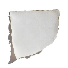 A torn piece of textured white paper with jagged edges, suitable for artistic or design use.