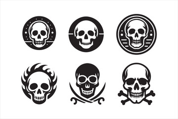 Skeleton silhouettes set, large pack of vector silhouette design, isolated white background