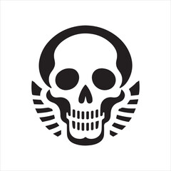 Skull icon. Symbol of poison and danger. Pirate flag attribute. Isolated vector illustration on white background.
