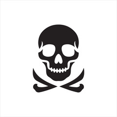 Skull icon. Symbol of poison and danger. Pirate flag attribute. Isolated vector illustration on white background.
