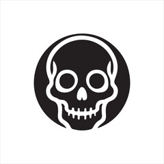Skull icon. Symbol of poison and danger. Pirate flag attribute. Isolated vector illustration on white background.
