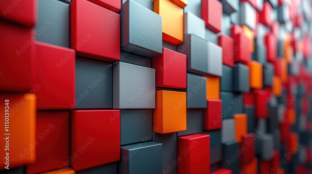 Aufkleber abstract 3d render geometric background with squares modern animation motion design seamless looped 