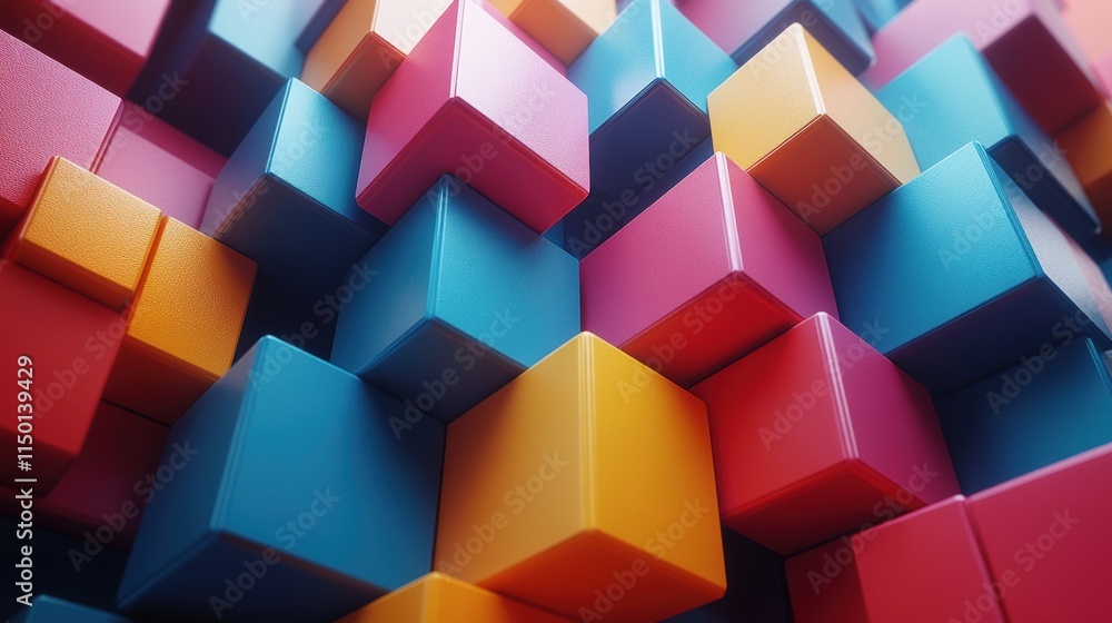 Poster abstract 3d render modern animation wih cube geometric background motion design seamless looped vide