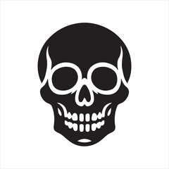 Skull icon. Symbol of poison and danger. Pirate flag attribute. Isolated vector illustration on white background.
