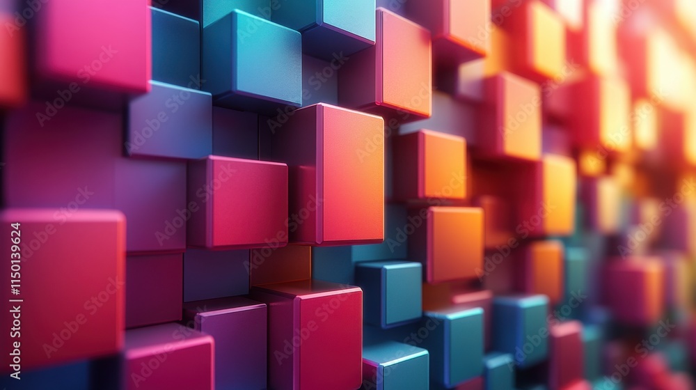 Poster abstract 3d render modern animation with cubes geometric background motion design seamless looped vi