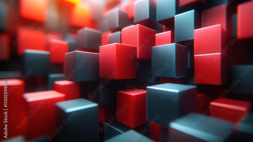 Poster abstract 3d render modern animation with cubes geometric background motion design seamless looped vi