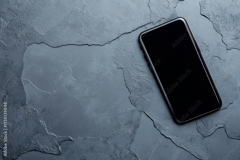 Poster Sleek Smartphone on Minimal Slate Gray Backdrop for Tech Startup Branding