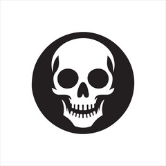 Skull icon. Symbol of poison and danger. Pirate flag attribute. Isolated vector illustration on white background.
