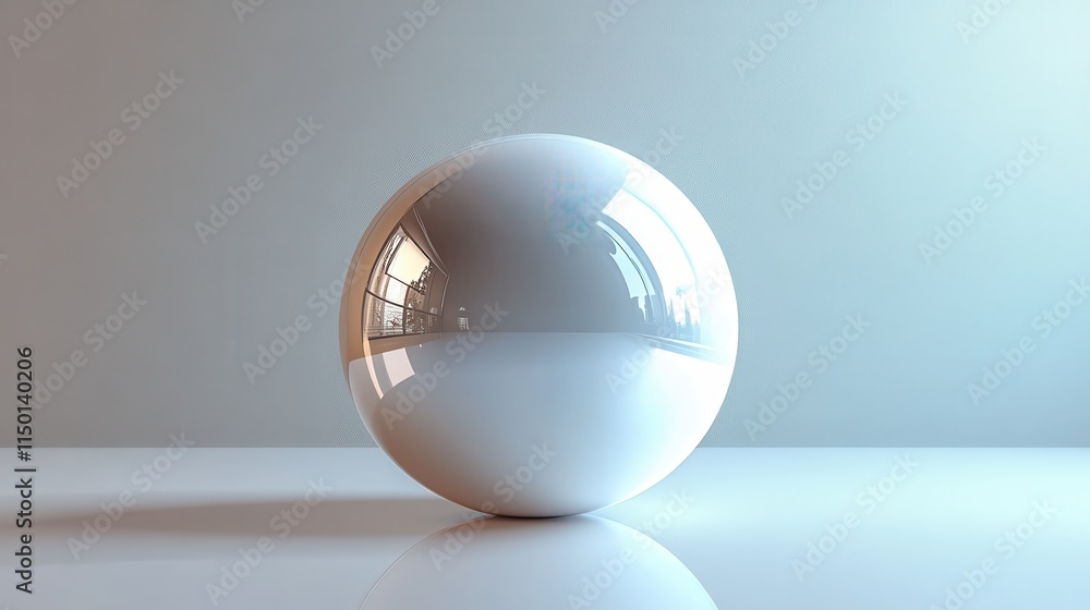 Poster abstract 3d render of a sphere on white surface modern background desig