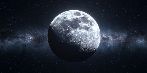 Obraz premium Majestic Moon in Dark Night Sky with Milky Way Galaxy