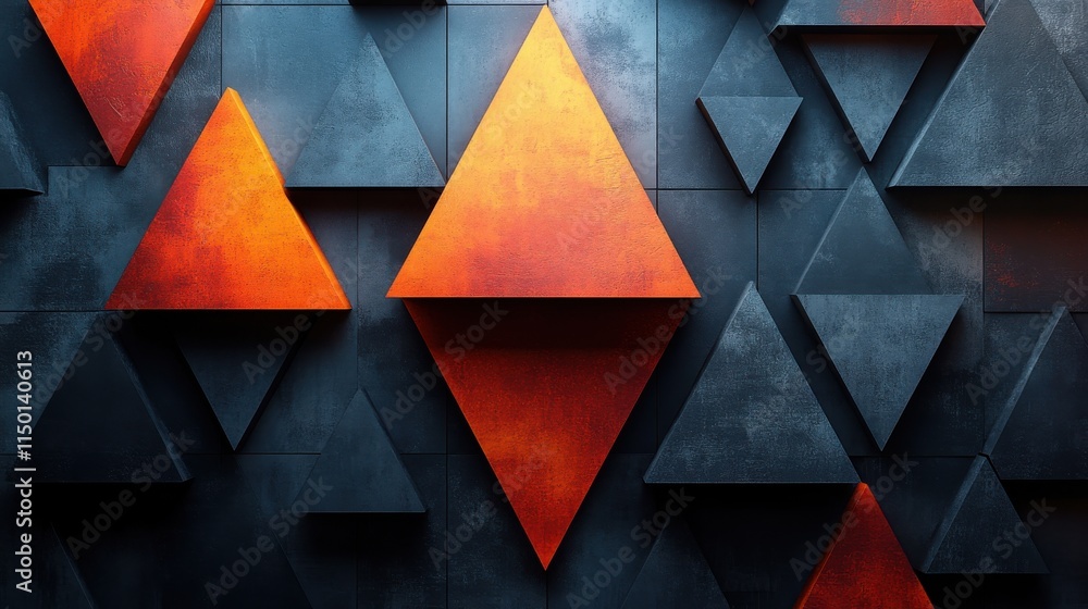Poster abstract 3d render of triangle shape modern geometric background desig