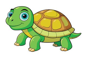 Cute cartoon turtle on white background