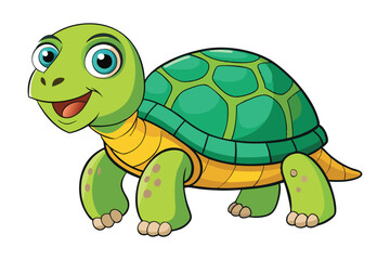 Cute cartoon turtle on white background