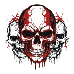 Skull skeleton vector design in different styles with solid background