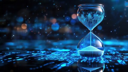giant hourglas for business Digital hourglass, time, data, flow, future