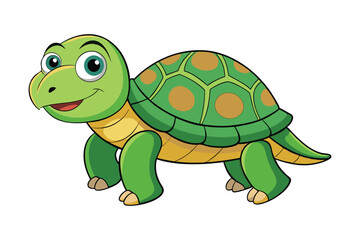 Cute cartoon turtle on white background