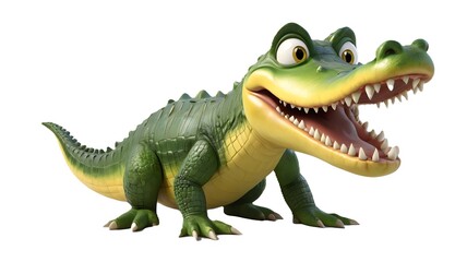 Obraz premium a cartoon crocodile with a green body and a yellow belly
