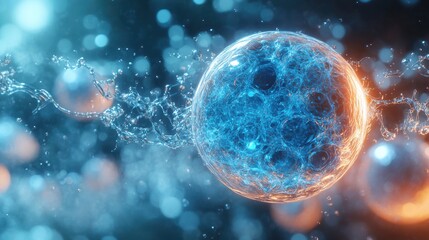 abstract 3d rendering of blue sphere with chaotic structu