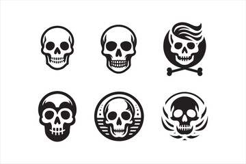 Skeleton silhouettes set, large pack of vector silhouette design, isolated white background