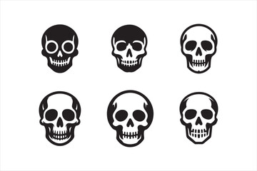 Skeleton silhouettes set, large pack of vector silhouette design, isolated white background
