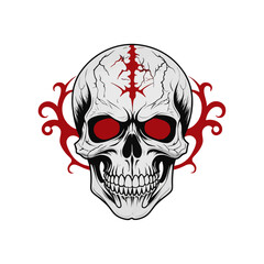 Skull skeleton vector design in different styles with solid background