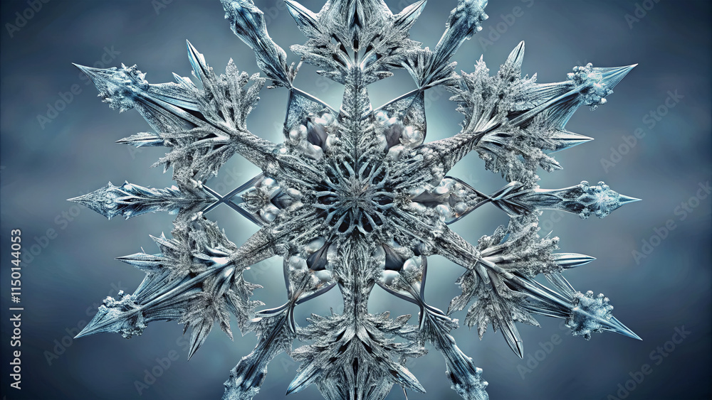 Poster this unique snowflake features intricate patterns and symmetrical designs, capturing the essence of 