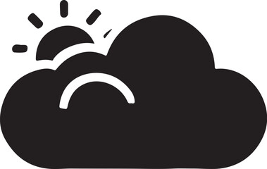 Partly Cloudy Silhouette Vector Icon - Weather Illustration Design

