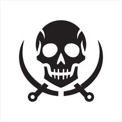 Skull icon silhouette vector illustration 