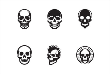 set of skulls silhoutee  vector 