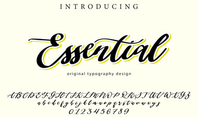 Essential Font Stylish brush painted an uppercase vector letters, alphabet, typeface