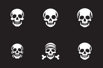 Skeleton silhouettes set, large pack of vector silhouette design, isolated white background

