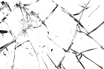 Shattered Glass Breaks on Black Background, Destruction and Damage Theme