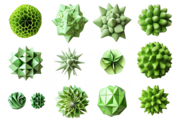 Green Abstract Shapes Explores Geometric Forms with Digital Art Concept.