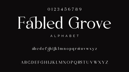 Elegant alphabet letters logo font and number. Luxury Classic Modern Serif Lettering Minimal Fashion. Typography decoration fonts for branding, wedding, logos. vector illustration