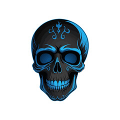 Fototapeta premium Skull skeleton vector design in different styles with solid background