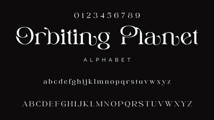 Elegant alphabet letters logo font and number. Luxury Classic Modern Serif Lettering Minimal Fashion. Typography decoration fonts for branding, wedding, logos. vector illustration