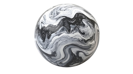 Abstract marble sphere with swirling gray and white veining for luxury visuals Isolated on white background