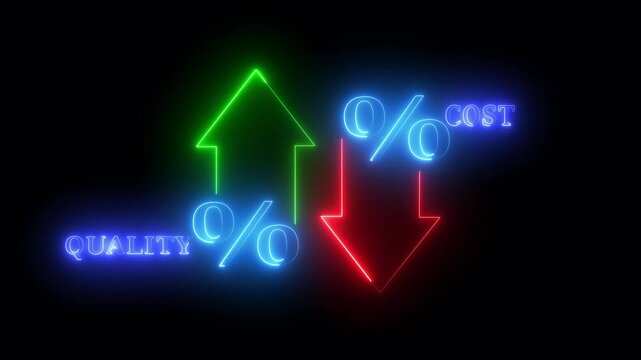 Quality control and company cost reduction. Cost and quality control concept. Successful organization strategy and management.