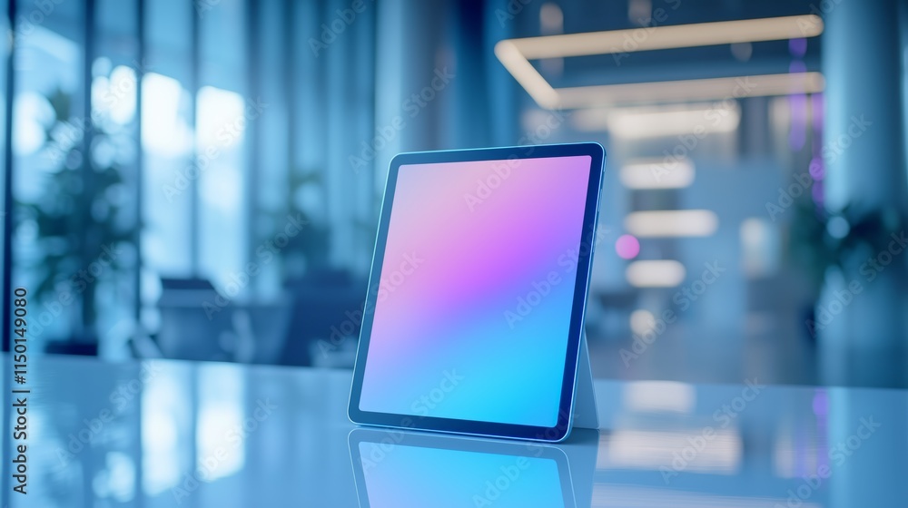 Poster modern tablet device with colorful screen display