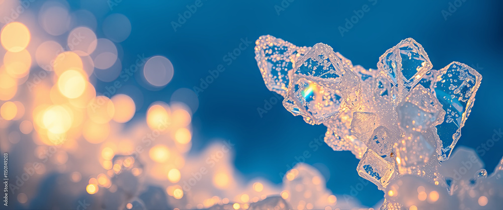 Poster intricate ice crystals catch the light, creating a mesmerizing display of color and sparkle. the bac