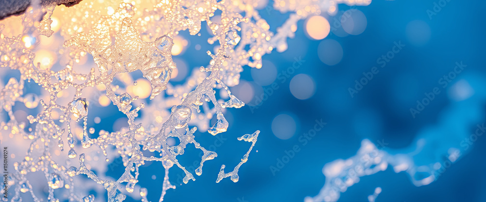 Aufkleber intricate formations of melting ice reflect soft light, creating a magical atmosphere during a cold 