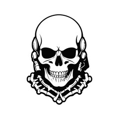 Skull skeleton vector design in different styles with solid background
