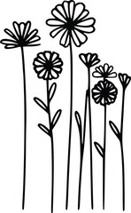  Flower Meadow Svg, Flower Border SVG, Minimalist Flower Bouquet, Wildflower Clipart, Flower Sketch Svg