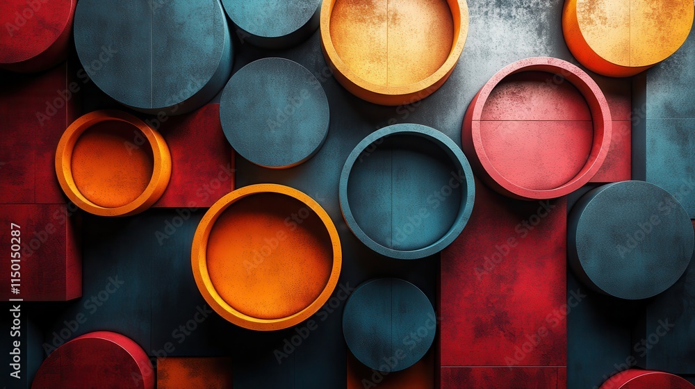Poster abstract 3d rendering of geometric shapes modern looped animation background with seamless motion de