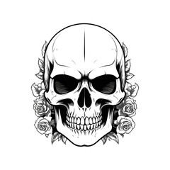 Fototapeta premium Skull skeleton vector design in different styles with solid background