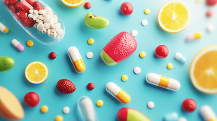 "Nutrition, medicine, and diet treatment concept highlighting healthy food choices for optimal metabolism and cholesterol-free living. Emphasizing the importance of balanced eating, wellness, 