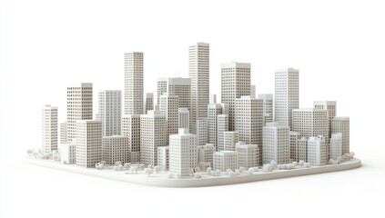 Fototapeta premium Minimalist 3D model of a city skyline.