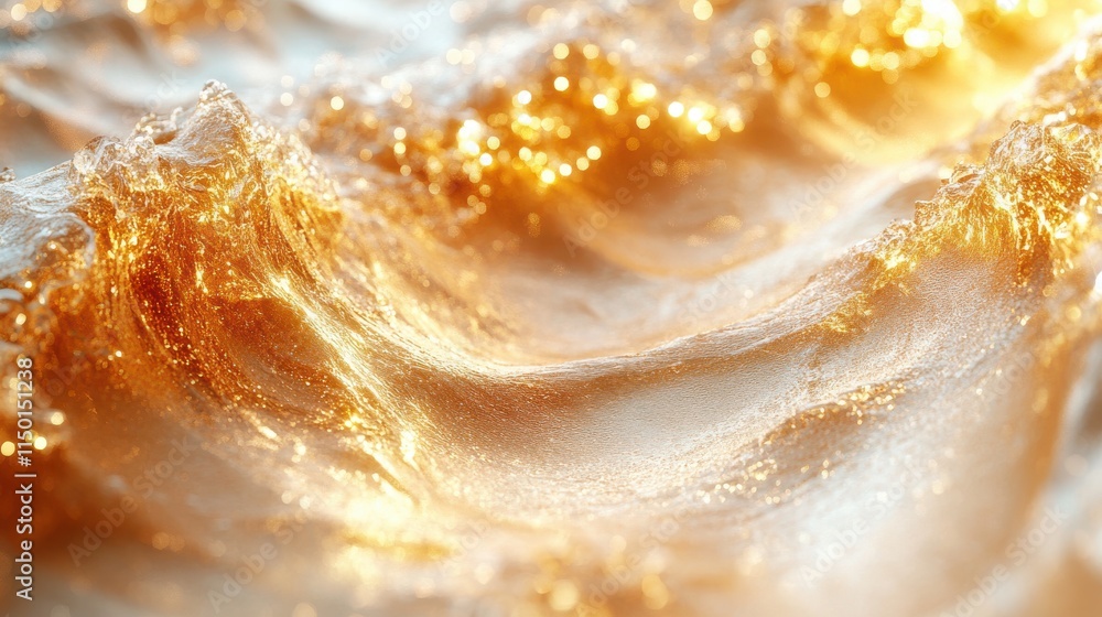 Poster abstract 3d rendering of gold chaotic surfa