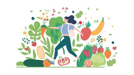 A wholesome image of healthy lifestyle exercise, with a person combining fitness with nutritious eating habits,
