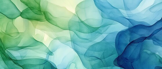 Abstract luxury art background with tropical leaves. Watercolor design in art line style in green and blue colors